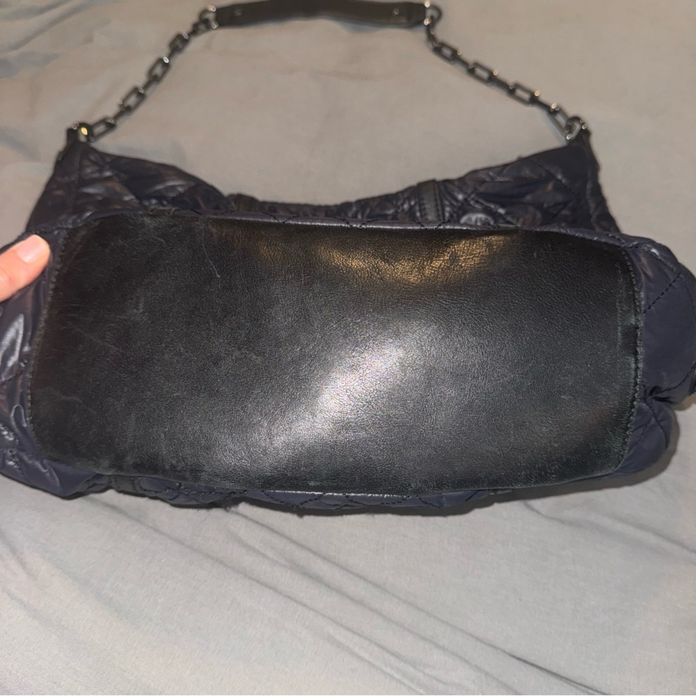 Tory Burch Alice Diamond Quilted Logo Hobo Bag Black Shoulder Handbag - Picture 3 of 8